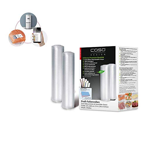 Caso 2 Rotoli Di Pellicola Per Sottovuoto 20X600 Cm, Robusti E Resistenti, Saldatura Robusta, Resistenti All'Ebollizione, Adatti Al Microonde