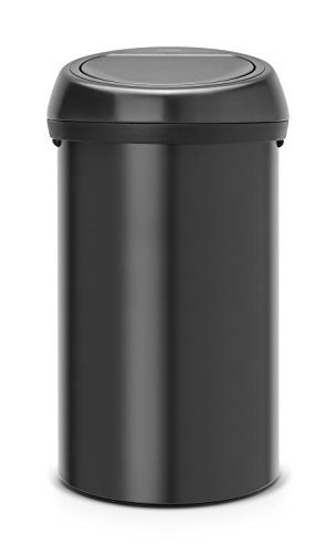 Brabantia Touch Bin Pattumiera In Acciaio, Coperchio Nero Opaco, 60 L, Nero Opaco