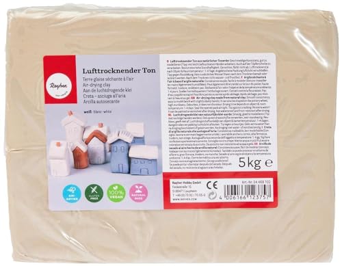Argilla Auto-Essiccante All'Aria Rayher, Bianca, 5 Kg, Creta Da Modellare, Indurente All'Aria Senza Cottura, Adatta Anche A Cottura Classica, 34468102
