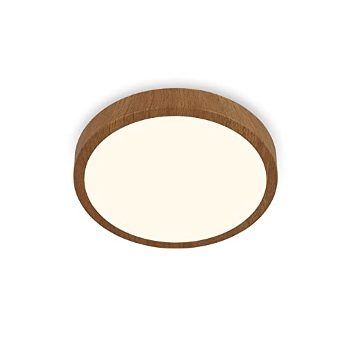 Briloner - Plafoniera Led, Lampadario Effetto Legno, Luce Bianca Calda, Pannello Led In Legno, Diametro 280 X 40 Mm