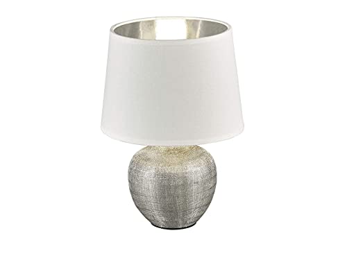 Reality R50621089 Luxor, Lampada Da Tavolo, Ceramica, E14, Argento, 18 X 18 X 26 Cm