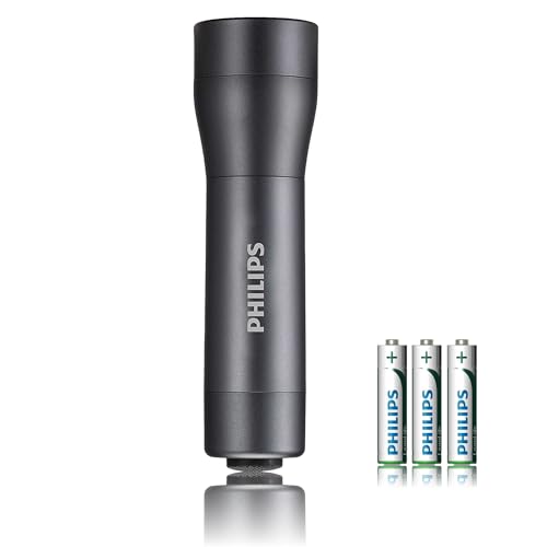 Philips Sfl4000T/10 Flash Ligt Aluminium Torcia Led Ipx4 + 3 Batt.