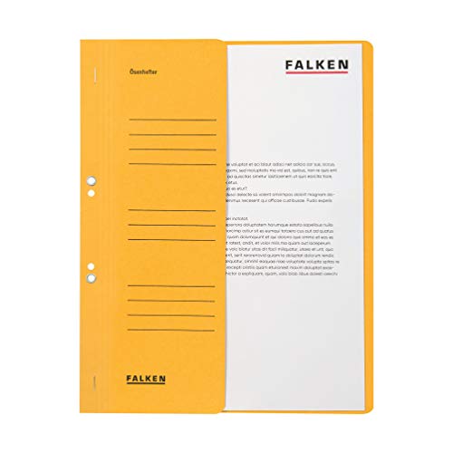 Falken - Confezione Da 50 Raccoglitori Ad Occhielli, Made In Germany, In Cartone Riciclato Con Mezza Copertina Anteriore E Rilegatura Commerciale Per