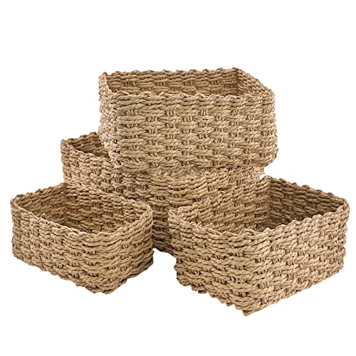 Anshuke Scatole Per Armadio Portaoggetti Set Di 4 Scatole Immagazzinaggio Carta Di Eco Cestino Di Immagazzinaggio Contenitori Cestini Natalizi Per Rip