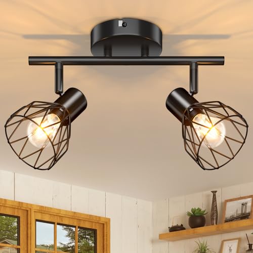 Kimjo Faretti Led Soffitto Orientabili - Faretti Da Soffitto Nero E14 Faretti Da Parete - Plafoniera Faretti Cucina Applique Industriale Da Parete - L