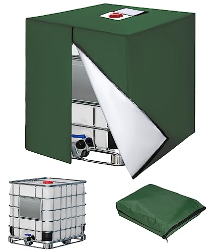 Ibc Copertura Per Serbatoio Acqua 1000 Litri, 420D Copertura Cisterna Acqua Piovana, Anti-Uv Piovana Container Cover Con Cerniera, 120 X 100 X 116 Cm