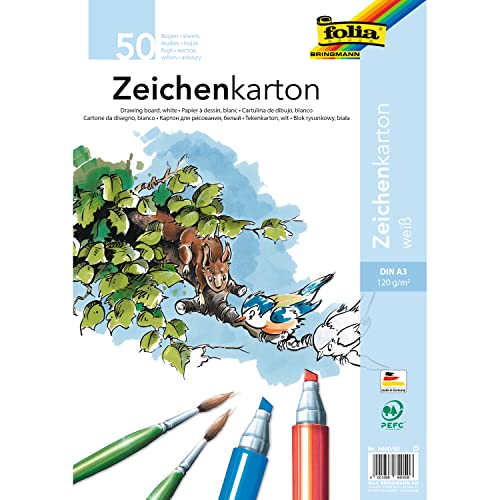 Folia 8400/50 – Cartoncino Da Disegno, Formato A3, 50 Fogli, Bianco