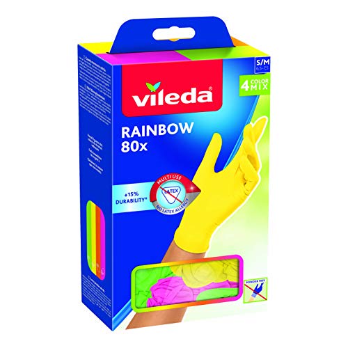 Vileda Guanti Multiuso Rainbow, Nitrile, Multicolore, 80 Pezzi, M/L