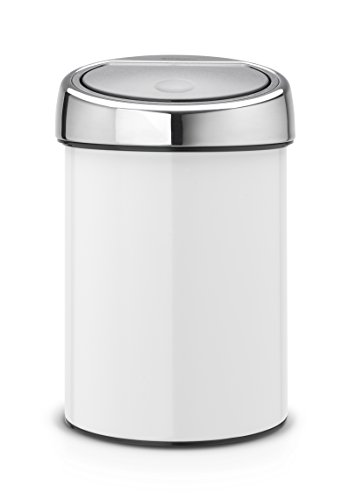 Brabantia Touch Bin Con Coperchio Inox Lucido, 3 L, Bianco