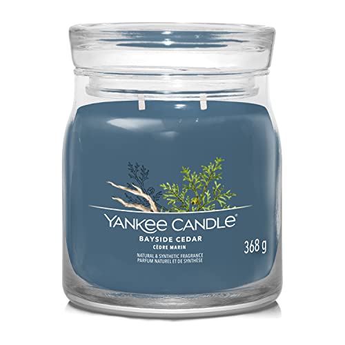 Yankee Candle Candela Profumata Bayside, Candela In Barattolo Medio Al Cedro Con Doppio Stoppino, Candela A Lunga Combustione, Miscela Di Cera Di Soia