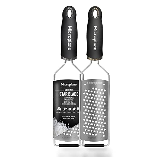 Microplane Grattugia Da Cucina Lama A Stella Acciaio Inossidabile Nera Serie Gourmet Ideale Per Formaggio A Pasta Dura, Agrumi, Cioccolato, Zenzero E