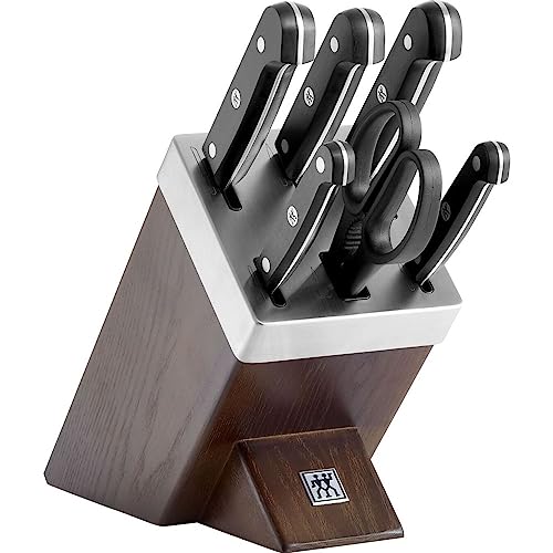Zwilling Ceppo Di Coltelli Autoaffilante, 7 Pezzi, Ceppo In Legno, Coltelli E Forbici In Acciaio Inox /Impugnature In Plastica, Gourmet