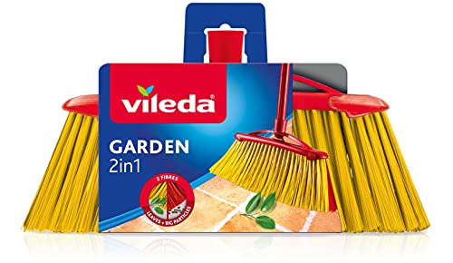 Vileda 2 In1 Garden, Scopa Per Esterni, Con Due Tipi, Giardino, Per Fogliame, Per Ciottoli, Fibre In Pet Riciclato, 17 X 37.5 X 5.5 Cm, 386 G, Nero, C