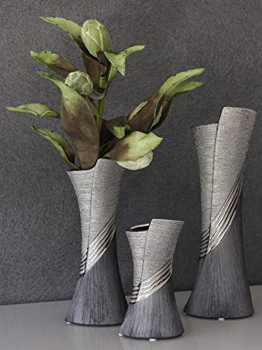 Gilde Vase Grau Silber Mit Relifierung 11556028
