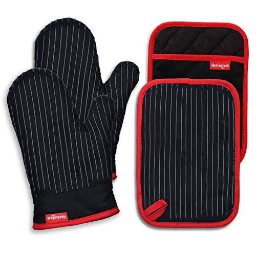 Coziselect Guanti Da Forno, Guanti Da Cucina Resistenti Al Calore E Set Di Presine Da Cucina, Design Antiscivolo In Silicone, Adatti Per Cottura, Cott