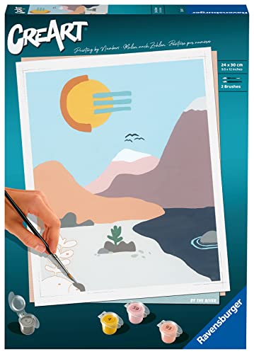 Ravensburger - Creart In Riva Al Fiume, Kit Per Dipingere Con I Numeri, Contiene Tavola Prestampata 24X30 Cm, Pennello, Colori E Accessori, Gioco Crea