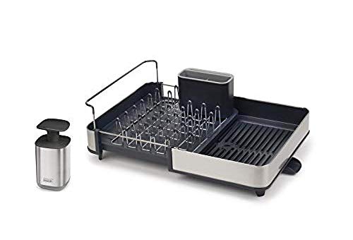 Joseph Joseph Set Di 2 Pezzi Per L'Organizzazione Del Lavello - Scolapiatti E Pompa Per Sapone Ricaricabile, Acciaio Inox