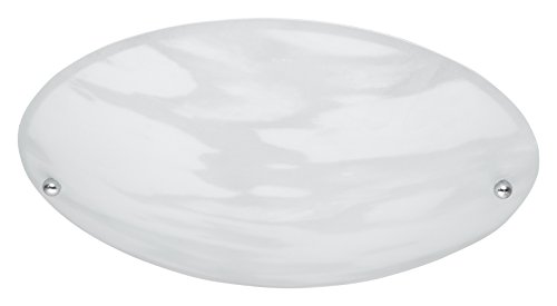 Trio Leuchten Trio 6196011-07 Plafoniera Tonda, 40 W, Vetro Decorato In Motivo Alabastro Con Base In Metallo, Alluminio E27, Bianco, 25 X 8 Centimeter