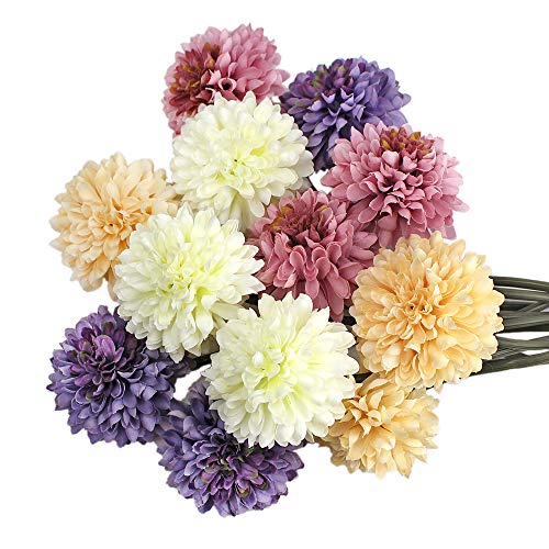 Snail Garden 12 Fiori Artificiali,4 Colori Fiori Di Ortensia Artificiale Con Corda Di Spago + Biglietto D'Auguri,Bouquet Di Fiori Per Bouquet Di Nozze