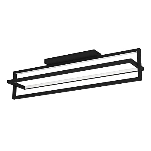 Eglo Lampada Da Soffitto A Led Siberia, Lampada Da Soffitto Dimmerabile Con Telecomando, Illuminazione Da Soffitto In Metallo Nero E Plastica Bianca,