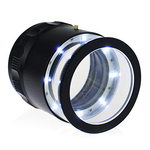 Grossissement 10X Loupe Loupe Interchangeable 25Mm Échelle 0-20Mm + Champ De Vision 25Mm Avec Éclairage Led