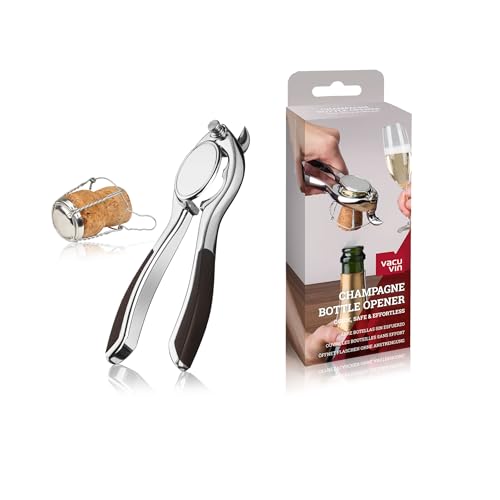 Vacu Vin 68625606 Pinza Champagne, Inossidabile, Acciaio/Nero, 7.2X18.4X3.7 Cm