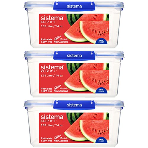 Sistema Klip It Plus Contenitori Per Alimenti | 3,35 L | Set Di Contenitori Ermetici | Guarnizione Ermetica | Pratiche Clip Di Chiusura | Privi Di Bpa