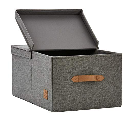 Love It Store It - Scatola Premium Per Organizzare Armadio, Tessuto Lino E Rinforzi Legno, Pieghevole, 33X50X24Cm, Grigio