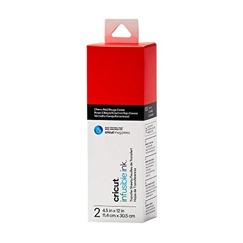 Cricut Infusible Ink-Schemi Ct -Rosso Ciliegio Trasferimento Di Inchiostro Infusibile | 2 Fogli | 11,4 Cm X 30,5 Cm Ideale Per L'Uso Con Pressa Di Taz