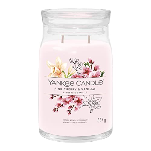 Yankee Candle Signature Candela Profumata, Ciliegia Rosa E Vaniglia In Giara Grande, Candele Di Miscela Di Cera Di Soia Lunga Durata, Regalo Per Le Do