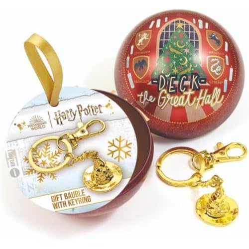 Harry Potter Official Deck The Great Hall, Ornamento Natalizio Con Cappello E Portachiavi All'Interno, Taglia Unica, Zinco, Senza Pietre Preziose