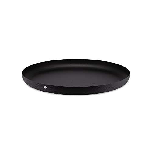 Alessi Jm14/35 Bt - Vassoio Rotondo Di Design In Acciaio Colorato Con Resina Epossidica E Decoro A Rilievo, Nero, 35 Cm