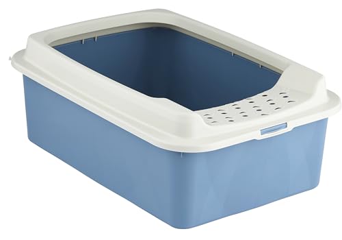 Rotho Mypet Eco Bonnie - Lettiera Per Gatti Con Ingresso Superiore, In Plastica Riciclata, Colore: Blu/Bianco, M (57,2 X 39,3 X 20,9 Cm)
