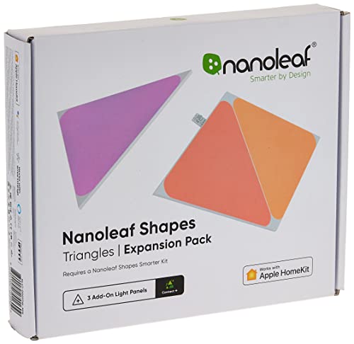 Nanoleaf Shapes Triangle Expansion Pack, 3 Triangoli Led Aggiuntivi Rgbw, Applique Da Parete Interno Modulari, Luci Led 16M Colori Wifi, Funziona Con