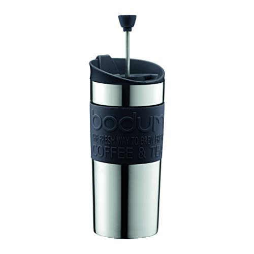 Bodum Travel Press 11067-01 Caffettiera In Acciaio Inox 0,35 L, Colore: Nero