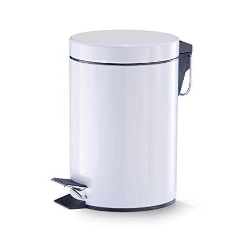 Zeller 18208 - Pattumiera A Pedale In Metallo, 3 Litri, Ø 17 X 26,5 Cm, Colore: Bianco