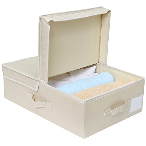 Amonsen Amx Scatola Di Immagazzinaggio Pieghevole In Tessuto Con Coperchio, Cestino Di Immagazzinaggio Per Mutande, Sciarpe Beige