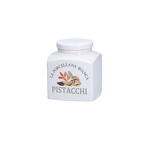 La Porcellana Bianca - Barattolo Deco Pistacchi In Gift Box - Conserva, Barattoli E Contenitori - Barattoli Cucina - Porcellana - 500 Cc; 9,5X9,5Xh11,