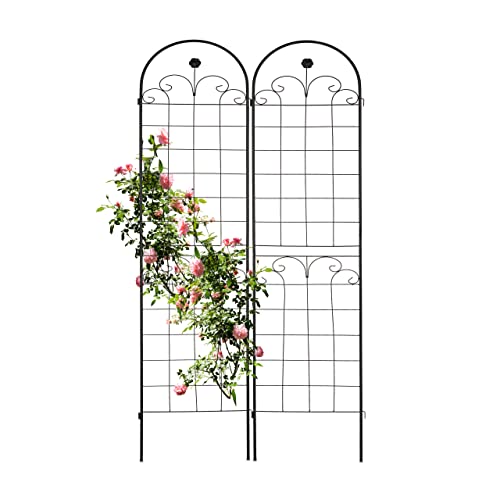 Relaxdays Grigliati Per Rampicanti, Set Da 2, Hxl 180 X 50 Cm, Supporti In Metallo Per Piante, Tralicci A Incastro, Nero