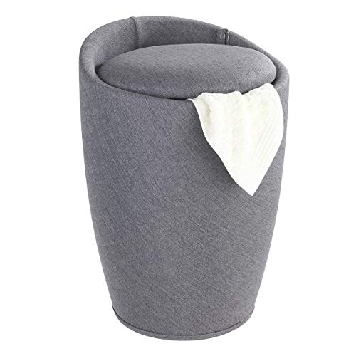 Wenko Sgabello Portabiancheria Candy Grigio Effetto Lino, Abs, 36 X 50.5 X 36 Cm, Grigio