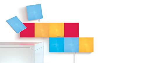Nanoleaf Canvas Starter Kit, 9 Quadrati Pannelli Luminosi Smart Led Rgbw, Applique Da Parete Interno Modulari, Luci Led 16M Colori Wifi, Funziona Con