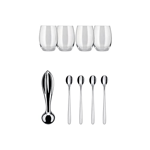 Alessi The Player Gv33Set - Set Accessori Cocktail Per Long Drink, Acciaio Inossidabile 18/10, 9 Pezzi