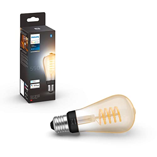 Philips Hue White Ambiance Filament, Lampadina A Filamento Connessa, Bluetooh, E27, Dimmerabile, 7 W, Luce Bianca Da Calda A Fredda