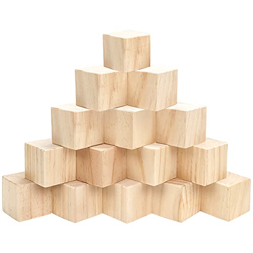 Belle Vous Cubi Legno Da Decorare (15 Set) - Cubi Di Legno Decorare 5 X 5 X 5 Cm - Cubo Legno Di Pino Naturale Grezzo - Cubetti Di Legno Per Fai Da Te