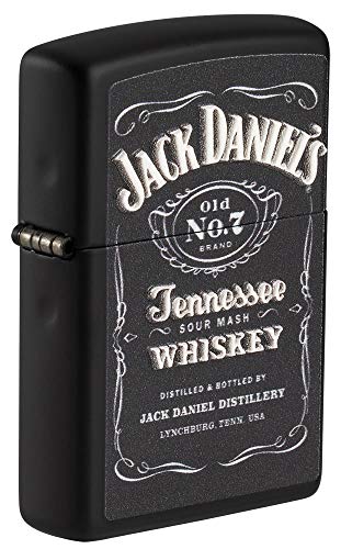 Accendino Zippo® Jack Daniel'S 49281, Accendino Antivento Ricaricabile Zippo, Realizzato In Metallo Con Caratteristico "Click" Zippo, Color Nero Opaco