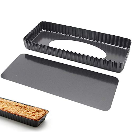 Rettangolare Per Quiche Rettangolare Stampo Crostata Antiaderente Con Fondo Rimovibile Bordo Ondulato Conduzione Ottimale Del Calore Per Torte Alla Fr