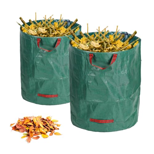 2X Sacchi Giardinaggio Con Maniglie 272L (72 Gallon), Garden Bag Leaf Bag Grande Garbage Bag Con Maniglie Telaio Di Supporto, Impermeabile Garbage Bag