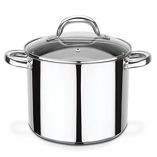 'Gsw 990189 Montreal Pentola Con Coperchio In Vetro 20 Cm/Circa 5,0 Litri, Acciaio Inox, Argento, 34 X 21,5 X 17,5 Cm, 1 Unità