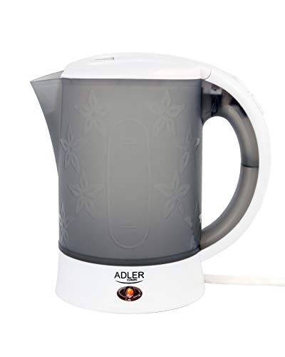 Virdulys Adler Travel Kettle Ad 1268 Standard, Plastic, Baltas, 600 W, 0.6 L