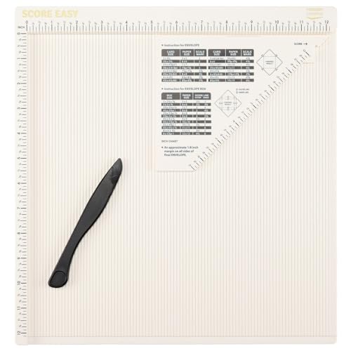 Iris Ohyama Scoring Board Score Easy Di Vaessen Creazione Di Biglietti E Hobby Creativi Con Osso Piega Carta E Guida Per La Misurazione, Bianco, 12" X